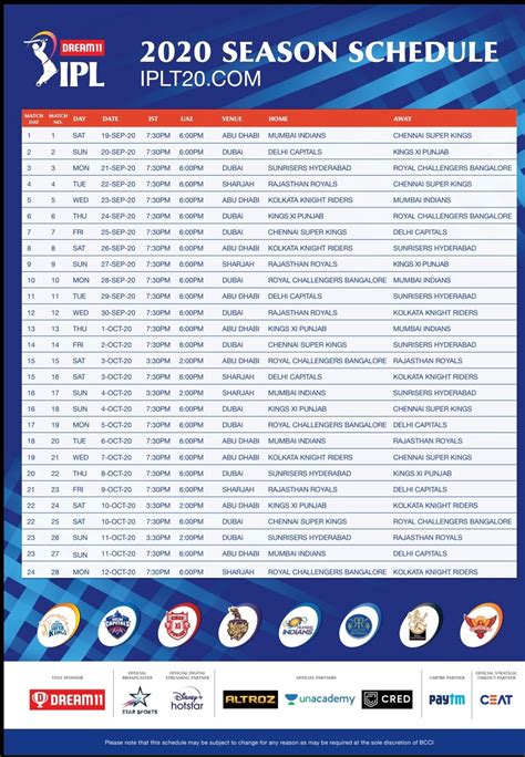 cricbuzz ipl 2020 schedule.